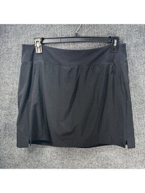 Athleta Soho Skort Womens 14 Black Active Lightweight Travel Skirt Zip Pockets